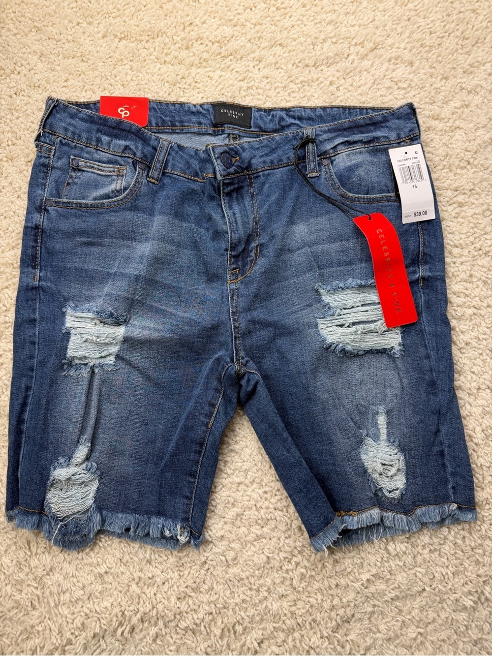Juniors 15 Celebrity Pink Denim Bermuda Shorts